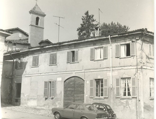 Galbiate - piazza Trieste - ex casa Marselli - campanile di S. Eusebio