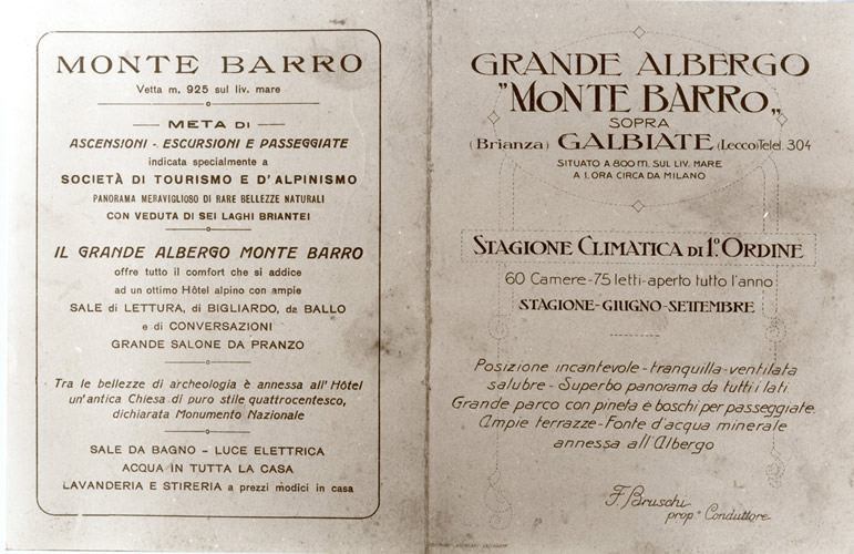 Depliant albergo Monte Barro - retro - 1900
